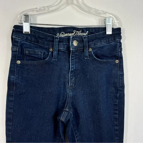 Universal Thread Dark Wash Denim High Waisted Skinny Jeans Jeggings 0 Short 25S - Picture 4 of 5